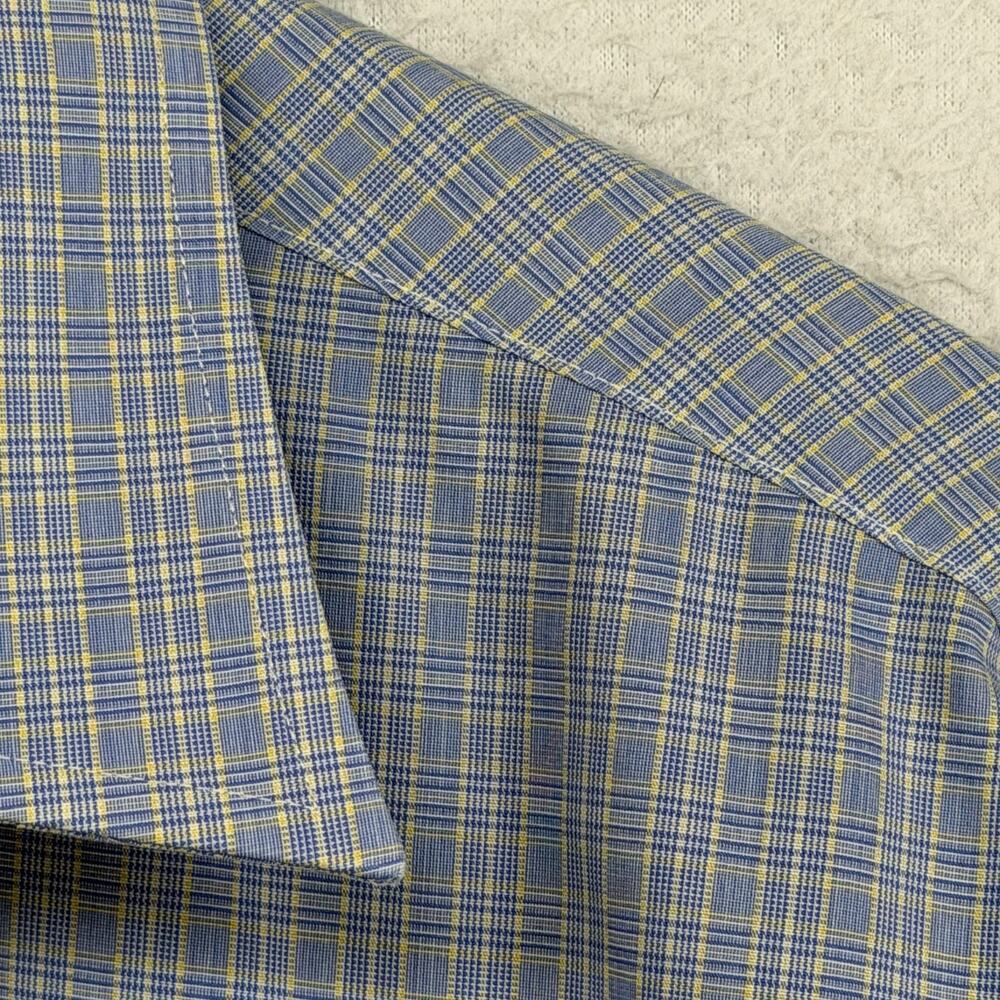 BROOKS BROTHERS Shirt Mens 16 33 1818 Dress Poplin Non Iron Plaid Cotton Blue